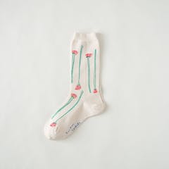 socksks フラワーストライプ靴下(生成り)